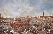 Francesco Guardi Departure of Bucentaure towards the Lido of Venice on Ascension Day painting